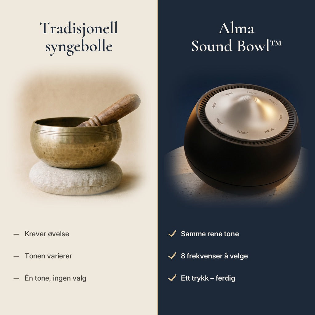 Tradisjonell syngebolle sammenlignet med Alma Sound Bowl