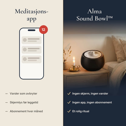 Meditasjonsapp sammenlignet med Alma Sound Bowl